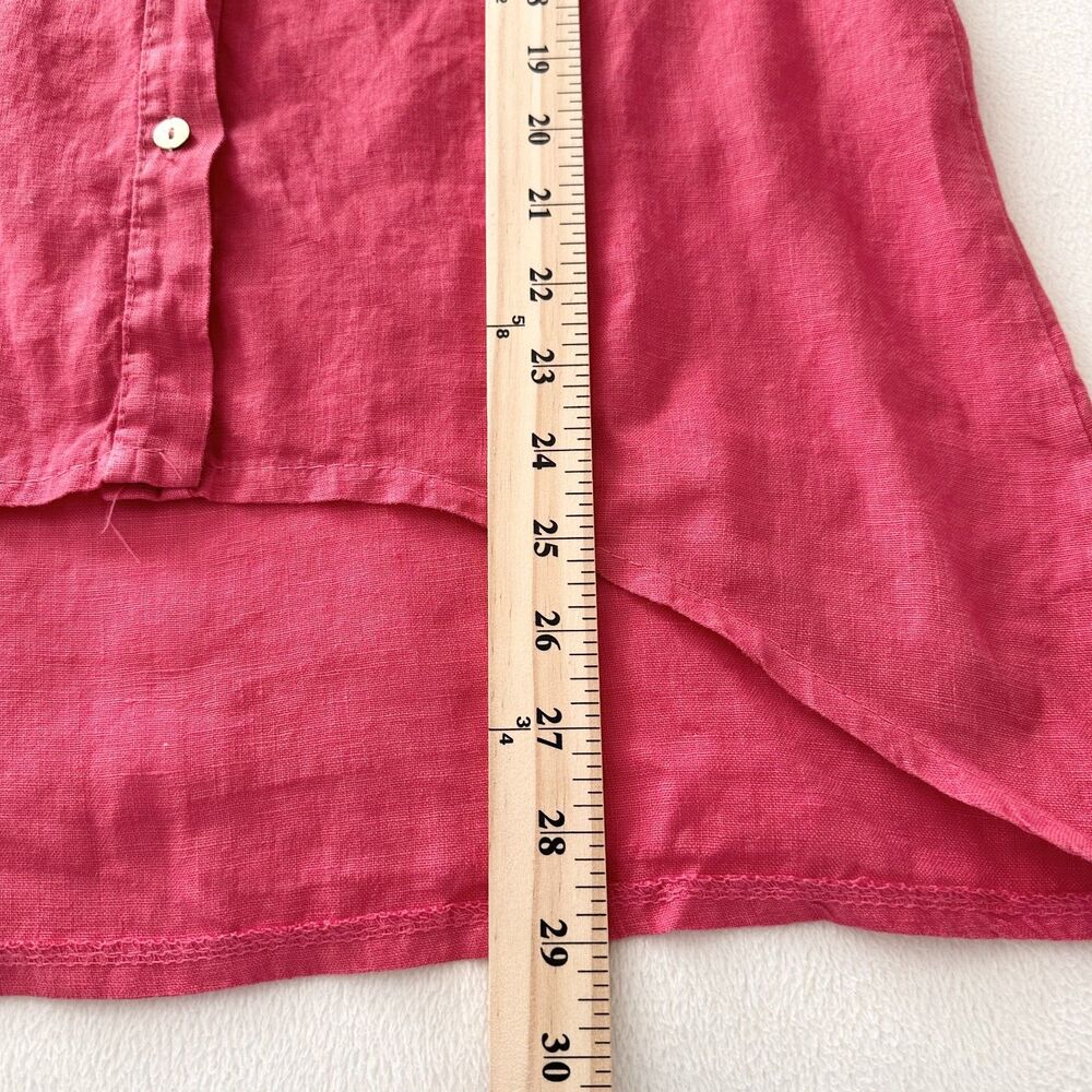 Angela Mara Italy Pink Linen Look Tunic Top Button Front High Low Lightweight - Picture 8 of 9
